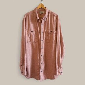 Men's Duluth Trading Co. Slim Fit Long Sleeve Button Down Orange Shirt-Size 2XLT